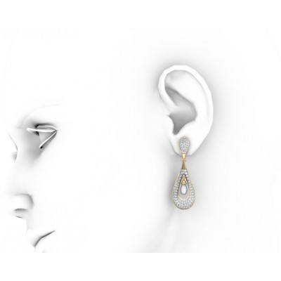 Attractive Slender Pearl & Diamond Earrings